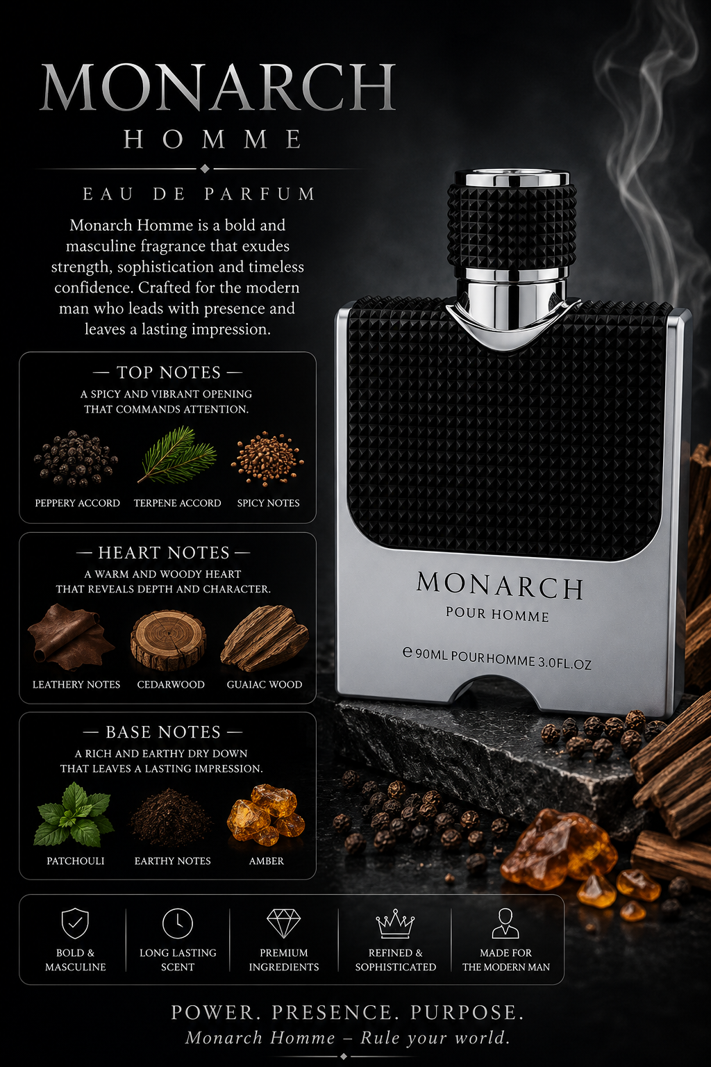 Monarch Pour Homme EDP - Camara Parfumes - 90ml