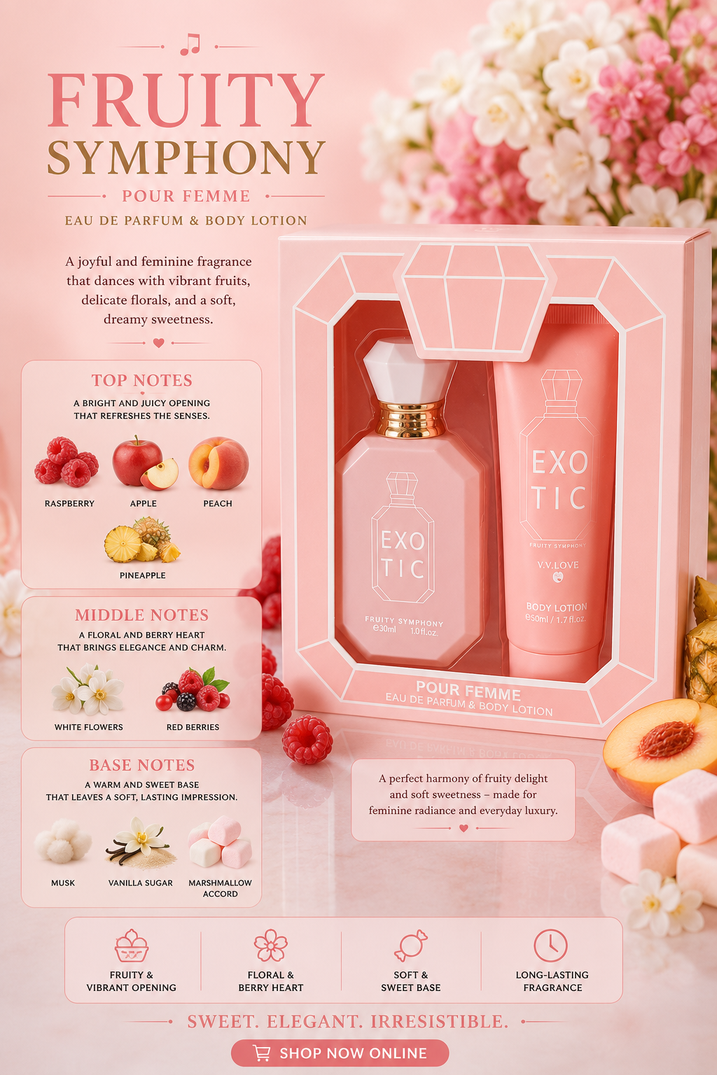 Fruity Symphony - V.V. Love Exotic - 30ml parfume and 50ml hand Lotion