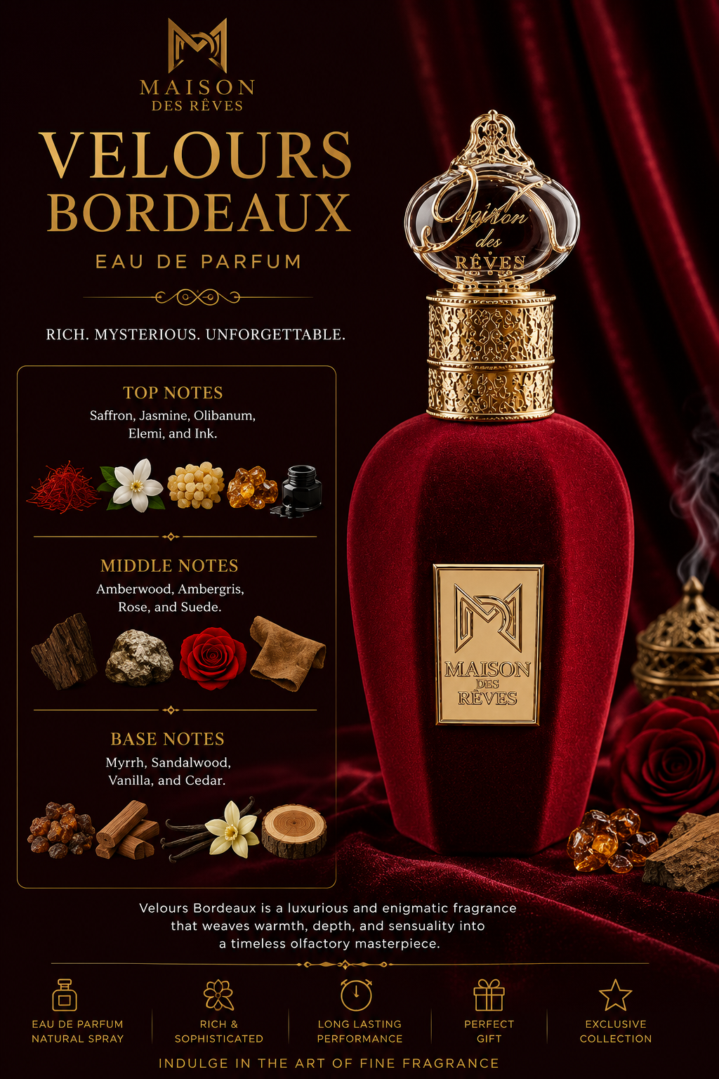 Maison des Rêves Velours Bordeaux - Fragrance World - 100ml