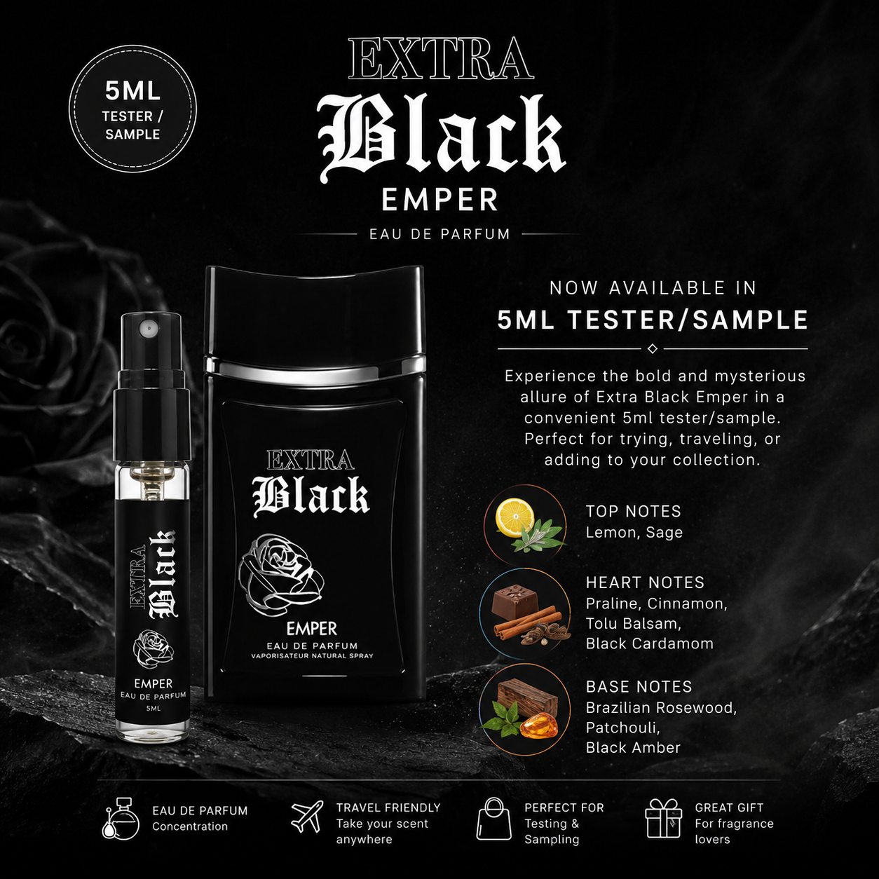Extra Black EDP Sample/Tester - Emper - 5ml