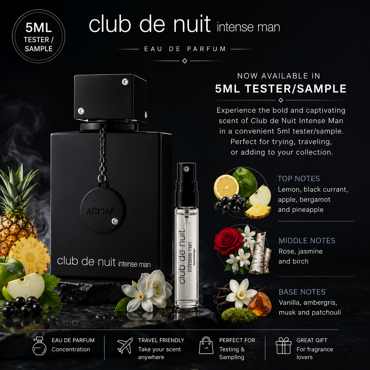 Club De Nuit Intense Man Sample/Tester - Armaf - 5ml